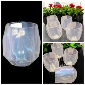 NEW RACHEL ZOE 4pc set Shimmer Iridescent ACRYLIC TUMBLER Cup Drink GLASSES NEW